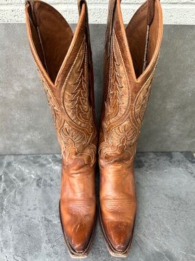 CIRCLE G Western Cowgirl Cowboy Brown Bronze Leather Knee High Boots Size 8